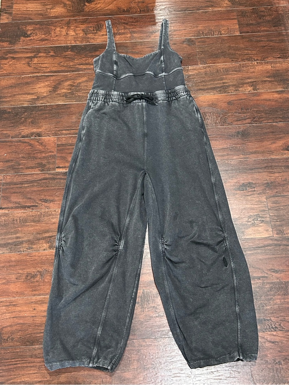 FP Movement by Free People Washed Charcoal Wide-Leg Drawstring Jumpsuit - Picture 5 of 7